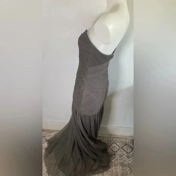 NWT White‎ by Vera Wang Gown Charcoal Fit & Flare Bodycon Bridesmaid Prom Formal - Picture 3 of 13